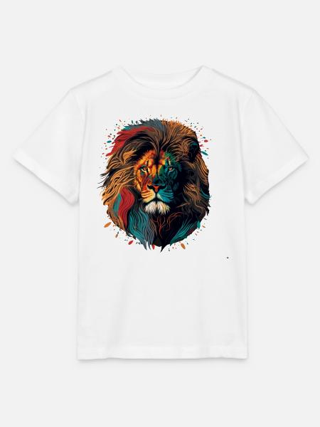 Bunte Löwenmalerei - Stanley/Stella Kinder T-Shirt MINI CREATOR - Weiß