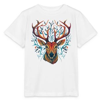 Tête de cerf fou - T-shirt bio MINI CREATOR Stanley/Stella Enfant - blanc - Devant - Maike (125cm)