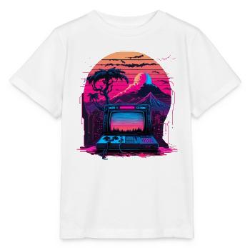 Ordinateur Vaporwave - T-shirt bio MINI CREATOR Stanley/Stella Enfant - blanc - Devant - Maike (125cm)