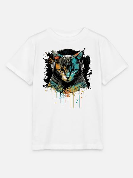 Katzenkopf - Stanley/Stella Kinder T-Shirt MINI CREATOR  - Weiß