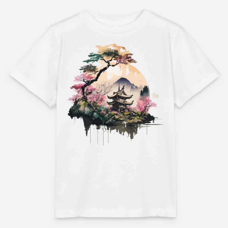 Paysage japonais - T-shirt bio MINI CREATOR Stanley/Stella Enfant - blanc