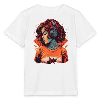 Study Girl hört Lo-Fi-Musik - Stanley/Stella Kinder T-Shirt MINI CREATOR  - Weiß - Vorne - Maike (125cm)