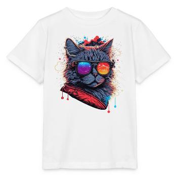 Elektronische Katze - Stanley/Stella Kinder T-Shirt MINI CREATOR  - Weiß - Vorne - Maike (125cm)