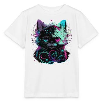 Elektronische Katze - Stanley/Stella Kinder T-Shirt MINI CREATOR  - Weiß - Vorne - Maike (125cm)