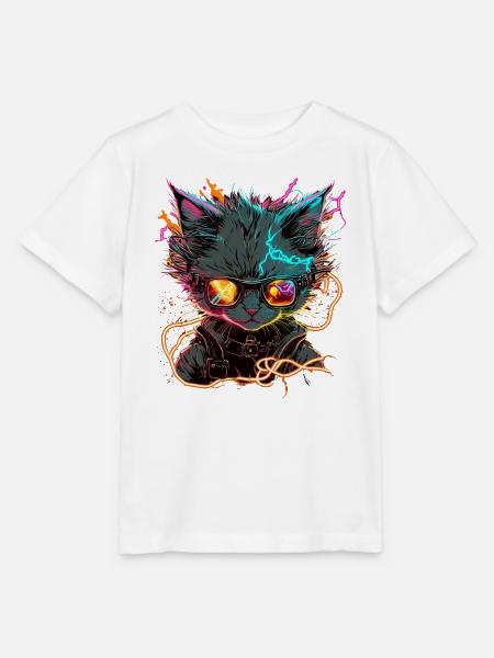 Cybertronic Katze - Stanley/Stella Kinder T-Shirt MINI CREATOR - Weiß