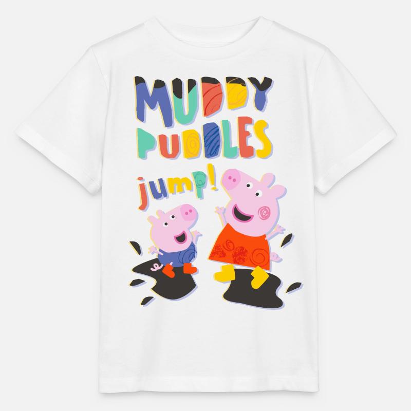 Peppa Wutz Matschepampe Muddy Puddles Schorsch - Stanley/Stella Kinder T-Shirt MINI CREATOR  - Weiß