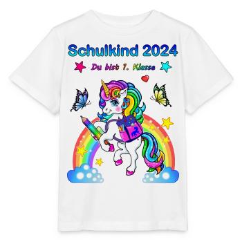 School enrollment girls - school child 2024 unicorn - Stanley/Stella MINI CREATOR Kids’ T-Shirt - white - Front - Maike (125cm)