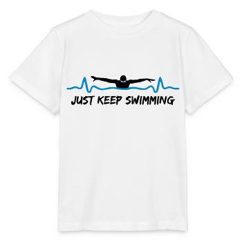 Swimmer and heartbeat, just keep swimming - Stanley/Stella MINI CREATOR Kids’ T-Shirt - white - Front - Maike (125cm)