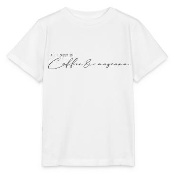 All I need is coffee mascara - Stanley/Stella MINI CREATOR Kids’ T-Shirt - white - Front - Maike (125cm)