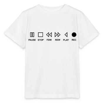 Cassette musik music play stop pause Black - Stanley/Stella Kinder T-Shirt MINI CREATOR  - Weiß - Vorne - Maike (125cm)