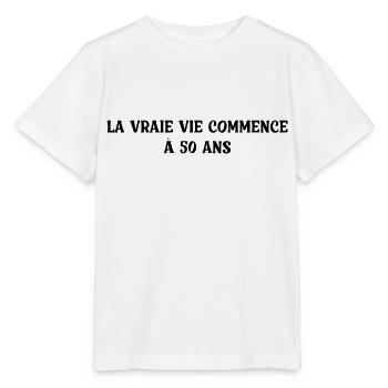 Birthday: real life starts at 50! - Stanley/Stella MINI CREATOR Kids’ T-Shirt - white - Front - Maike (125cm)