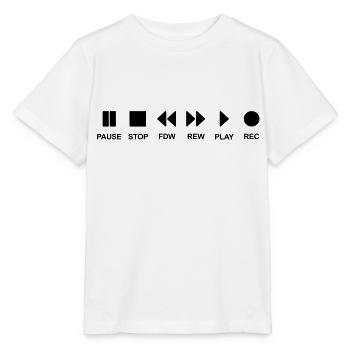 Cassette musik music play stop pause Black cd - T-shirt bio MINI CREATOR Stanley/Stella Enfant - blanc - Devant - Maike (125cm)
