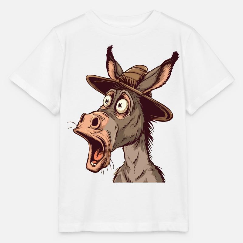 Âne portant un bonnet d’âne, expression choquée - T-shirt bio MINI CREATOR Stanley/Stella Enfant - blanc