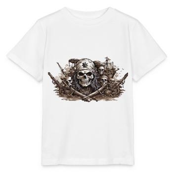 Halloween Piratenflagge Skull Freibeuter Design - Stanley/Stella Kinder T-Shirt MINI CREATOR  - Weiß - Vorne - Maike (125cm)