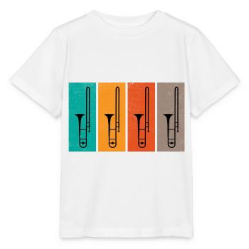 Tromboniste Rétro Trombone Marching Band Tro - T-shirt bio MINI CREATOR Stanley/Stella Enfant - blanc - Devant - Maike (125cm)