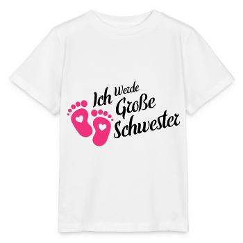Ich werde grosse Schwester Herz Babyfüße - Stanley/Stella Kinder T-Shirt MINI CREATOR  - Weiß - Vorne - Maike (125cm)