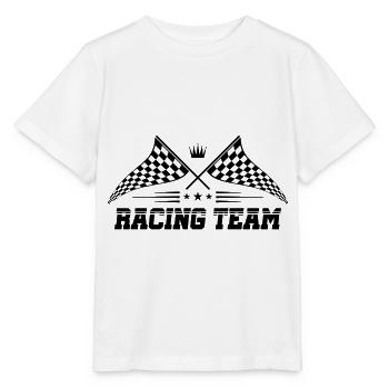 racing team flag icon logo - Stanley/Stella MINI CREATOR Kids’ T-Shirt - white - Front - Maike (125cm)