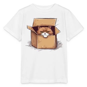 Cat grumpy grumpy grumpy sits in the box - Stanley/Stella MINI CREATOR Kids’ T-Shirt - white - Front - Maike (125cm)