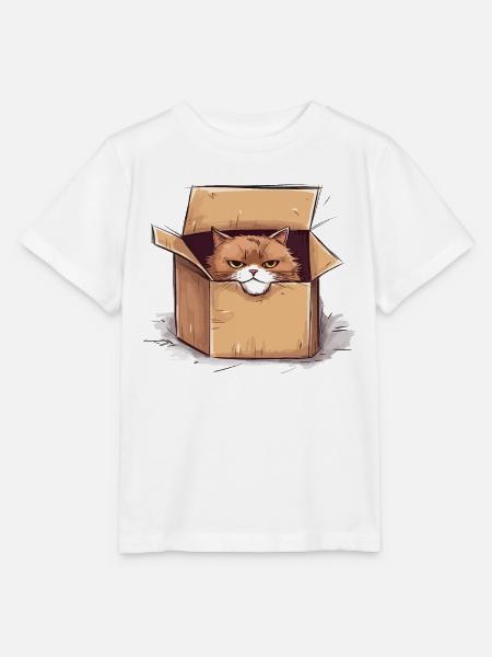 Katze Mürrisch Grantig Griesgrämig Sitzt Im Karton - Stanley/Stella Kinder T-Shirt MINI CREATOR - Weiß