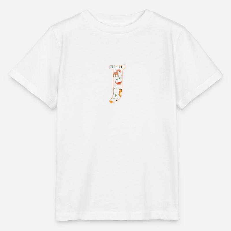 Buchstabe J, Monogramm, Tiermuster - Stanley/Stella Kinder T-Shirt MINI CREATOR  - Weiß
