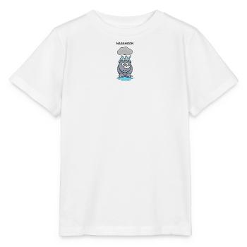 Rain Hippo Under Clouds - Stanley/Stella MINI CREATOR Kids’ T-Shirt - white - Front - Maike (125cm)