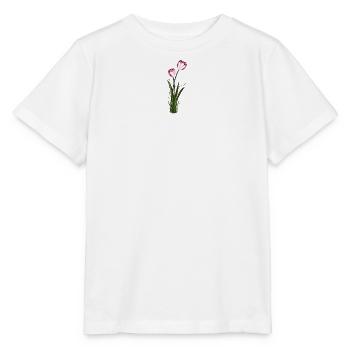 two metallic shimmering tulips in spring - Stanley/Stella MINI CREATOR Kids’ T-Shirt - white - Front - Maike (125cm)