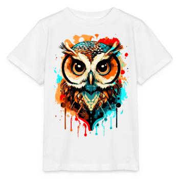 Eule Bunt - Nachteule - Schleiereule - Eulen Kauz - Stanley/Stella Kinder T-Shirt MINI CREATOR  - Weiß - Vorne - Maike (125cm)