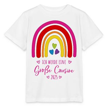 Boho Regenbogen Ich werde eine große Cousine 2025 - Stanley/Stella Kinder T-Shirt MINI CREATOR  - Weiß - Vorne - Maike (125cm)