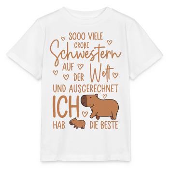 So viele Schwestern - Capybara - Große Schwester - Stanley/Stella Kinder T-Shirt MINI CREATOR  - Weiß - Vorne - Maike (125cm)