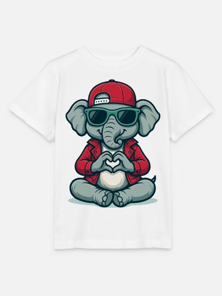 Herz-Elefant mit Style - Stanley/Stella Kinder T-Shirt MINI CREATOR - Weiß