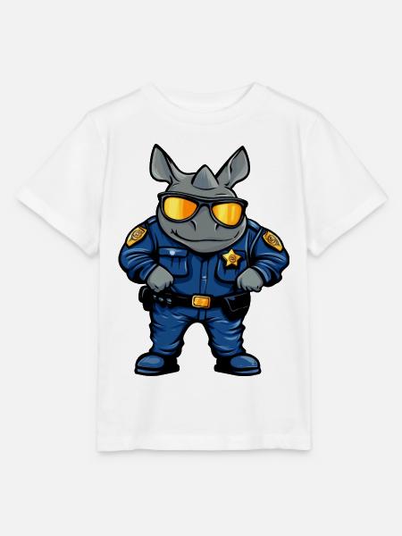 Nashörner Polizei / Polizist Nashorn - Stanley/Stella Kinder T-Shirt MINI CREATOR - Weiß