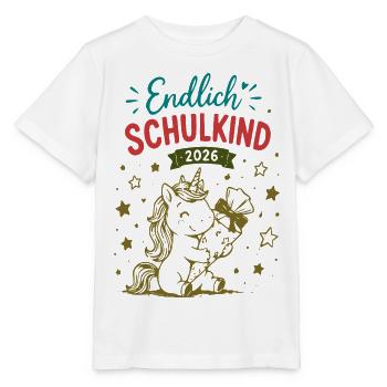 Endlich Schulkind 2026 Unicorn Einhorn - Stanley/Stella Kinder T-Shirt MINI CREATOR  - Weiß - Vorne - Maike (125cm)