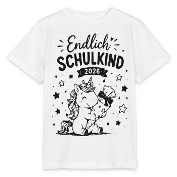 Endlich Schulkind 2026 Einhorn - Stanley/Stella Kinder T-Shirt MINI CREATOR  - Weiß - Vorne - Maike (125cm)