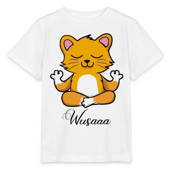 Auszeit Durchatmen Wusaaa Katze - Stanley/Stella Kinder T-Shirt MINI CREATOR  - Weiß - Vorne - Maike (125cm)
