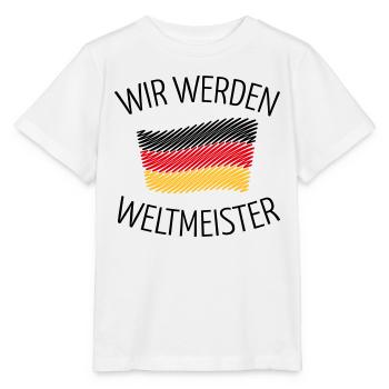 Wir Werden Weltmeister (Deutschlandflagge Skizze) - Stanley/Stella Kinder T-Shirt MINI CREATOR  - Weiß - Vorne - Maike (125cm)