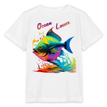Liebhaber des Ozeans. Bunte Fische - Stanley/Stella Kinder T-Shirt MINI CREATOR  - Weiß - Vorne - Maike (125cm)
