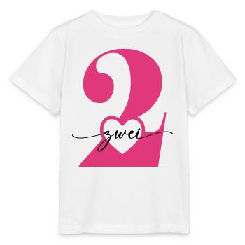 Ziffer Zwei 2 mit Herz - Stanley/Stella Kinder T-Shirt MINI CREATOR  - Weiß - Vorne - Maike (125cm)