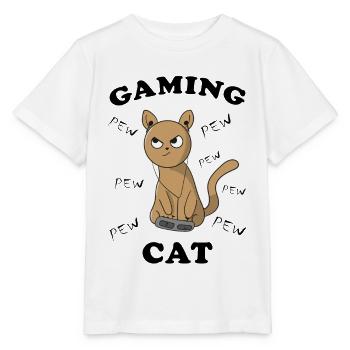 Cat Kitten Gambling Gaming Images drôles - T-shirt bio MINI CREATOR Stanley/Stella Enfant - blanc - Devant - Maike (125cm)