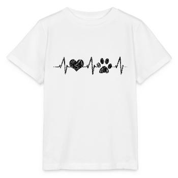 Herzschlag Herzfrequenz Hunde Vierbeiner Pfote - Stanley/Stella Kinder T-Shirt MINI CREATOR  - Weiß - Vorne - Maike (125cm)