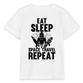 Eat Sleep Space Travel Repeat - Space Ship Planets - Stanley/Stella MINI CREATOR Kids’ T-Shirt - white - Front - Maike (125cm)