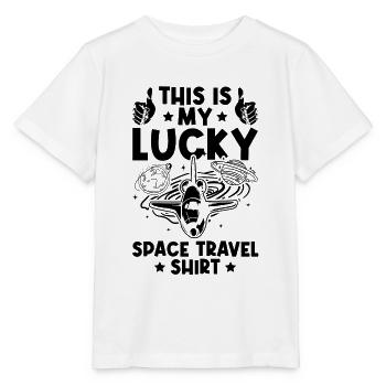 This Is My Lucky Space Travel Shirt - Space Astron - Stanley/Stella MINI CREATOR Kids’ T-Shirt - white - Front - Maike (125cm)