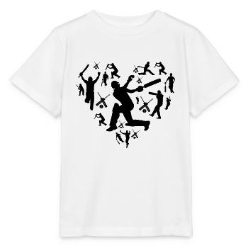 Cricket Silhouette Cricket Heart Cricket Player - Stanley/Stella Kinder T-Shirt MINI CREATOR  - Weiß - Vorne - Maike (125cm)