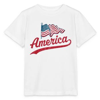 Amerika Flagge - Stanley/Stella Kinder T-Shirt MINI CREATOR  - Weiß - Vorne - Maike (125cm)