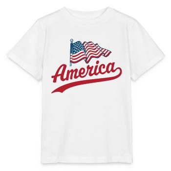 Amerika Flagge - Stanley/Stella Kinder T-Shirt MINI CREATOR  - Weiß - Vorne - Maike (125cm)