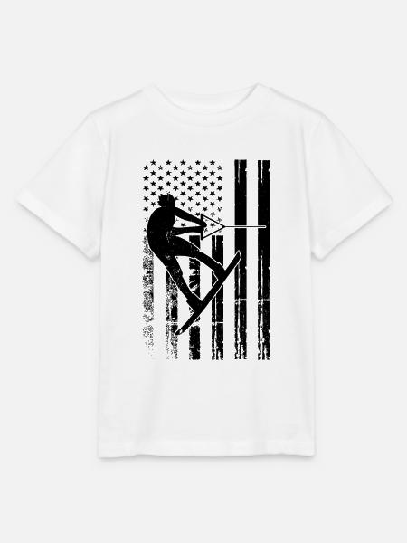 Wakeboarding US Flag Wakeboarding Wakeboarder - Stanley/Stella Kinder T-Shirt MINI CREATOR  - Weiß
