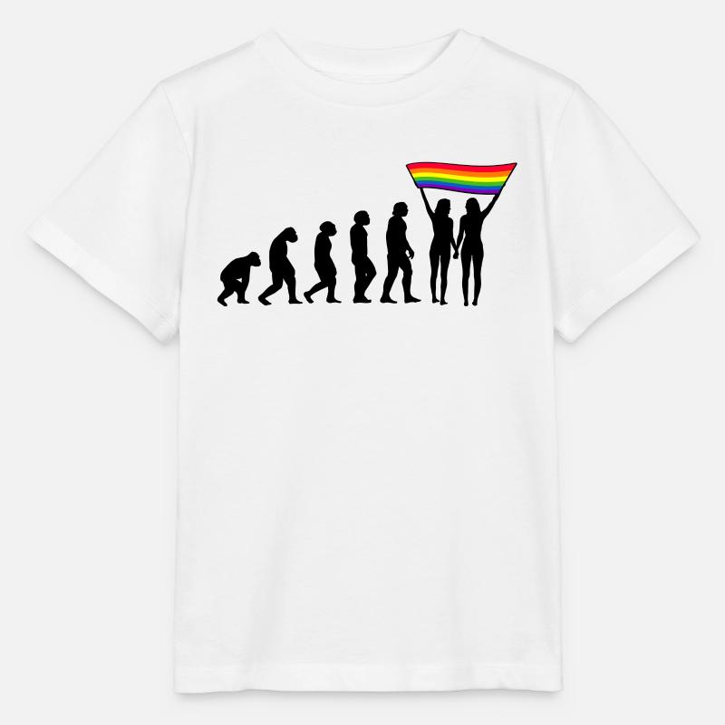 LGBTQ Evolution lesbienne pride lesbiennes drapeau - T-shirt bio MINI CREATOR Stanley/Stella Enfant - blanc