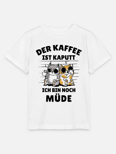 Kaffeetrinker Morgenmuffel Kaffeeliebhaber Katze - Stanley/Stella Kinder T-Shirt MINI CREATOR - Weiß