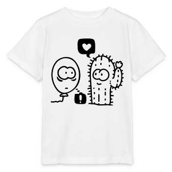 Cactus Air Balloon - line - Stanley/Stella MINI CREATOR Kids’ T-Shirt - white - Front - Maike (125cm)