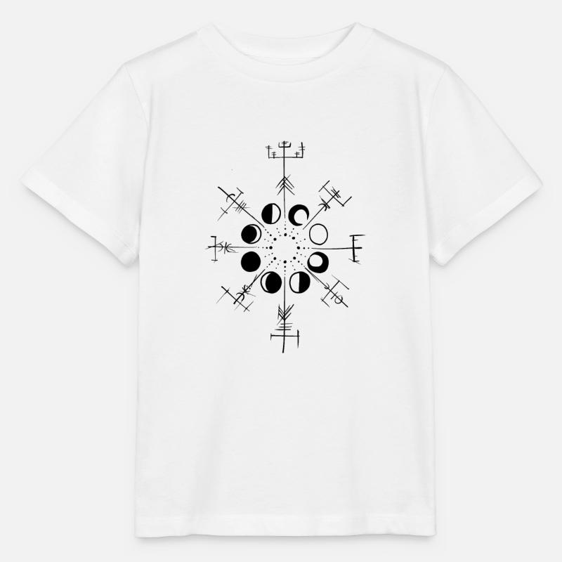 Boussole Vikings sketch et evolution soleil/lune - T-shirt bio MINI CREATOR Stanley/Stella Enfant - blanc