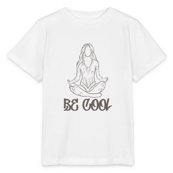 BE COOL Yoga design line art style - T-shirt bio MINI CREATOR Stanley/Stella Enfant - blanc - Devant - Maike (125cm)